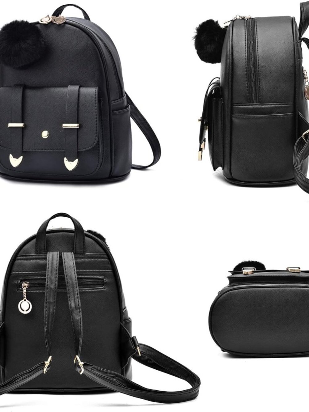 Girls Fashion Backpack Mini Backpack Purse for Women Teenage Girls Purses PU Lea View 2